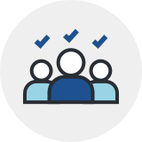 Illustration of people with checkmarks above their heads