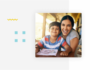 Mother and son smiling