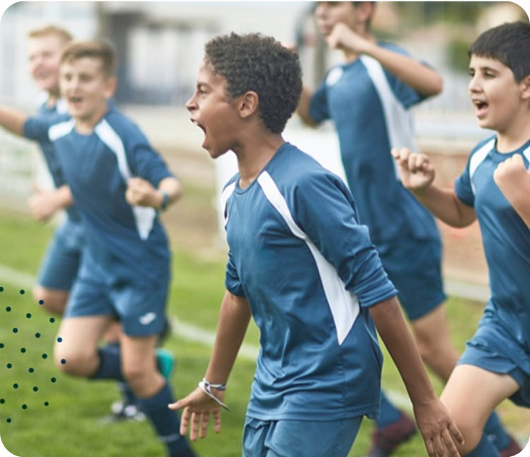 Student screaming during a soccer ball